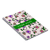 Carnet Fleurs Colorées, Fond Rose, Vert (Côté Droit)