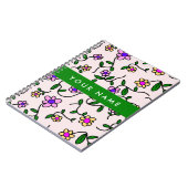 Carnet Fleurs Colorées, Fond Rose, Vert (Côté gauche)