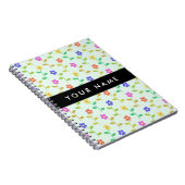 Carnet Fleurs Colorées, Fond Vert Clair, Noir (Côté Droit)