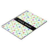 Carnet Fleurs Colorées, Fond Vert Clair, Noir (Côté gauche)