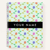 Carnet Fleurs Colorées, Fond Vert Clair, Noir (Devant)