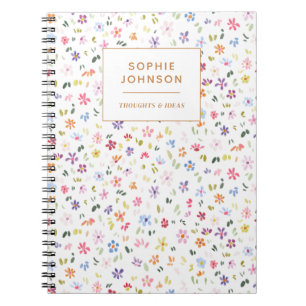 Carnet Fleurs Colorées Jolies Fille Violette Personnalisé