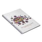 Carnet Fleurs colorées mignonnes Illustration d'éléphant (Côté Droit)