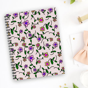 Carnet Fleurs colorées, Motif Floral, Verdure, Boho