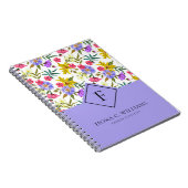 Carnet Fleurs colorées violet arrière - plan (Côté Droit)