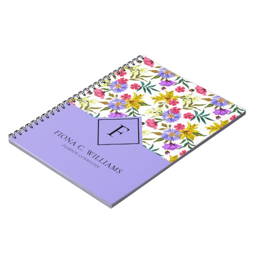 Carnet Fleurs colorées violet arrière - plan (Côté gauche)