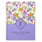 Carnet Fleurs colorées violet arrière - plan (Devant)