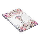 Carnet Fleurs & Crâne de Vache Rustique Campagne Glamour (Côté Droit)