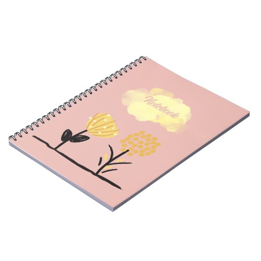 Carnet Fleurs d'affiche blanc jaune noir calme Spirale (Côté gauche)