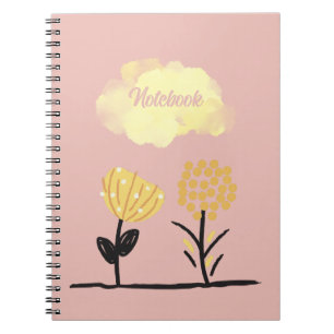 Carnet Fleurs d'affiche blanc jaune noir calme Spirale