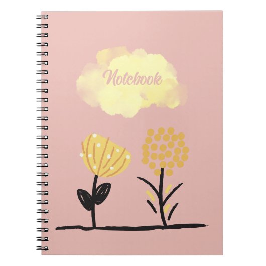 Carnet Fleurs d'affiche blanc jaune noir calme Spirale (Devant)