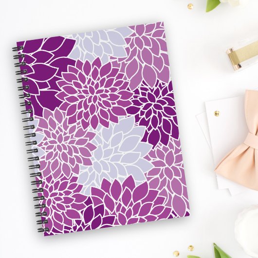Carnet Fleurs Dahlia, Motif De Fleurs, Dahlia Violet