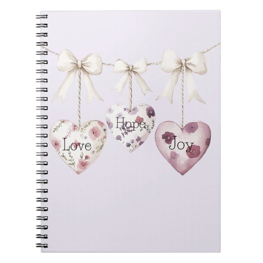 Carnet Fleurs d'amour d'inspiration Espoir Joie Cœurs Arc (Devant)