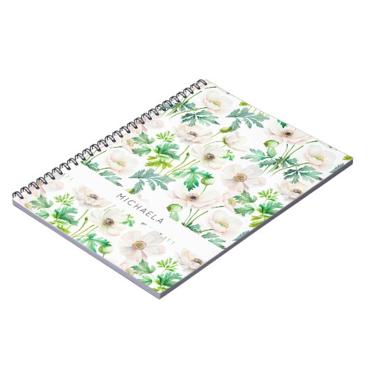 Carnet Fleurs d'anémones blanches à la crème (Côté gauche)