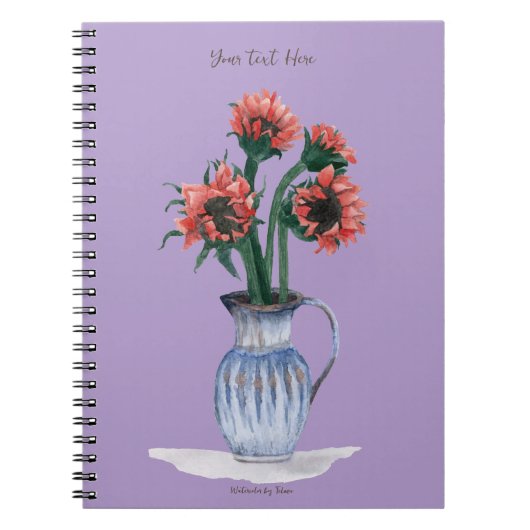Carnet Fleurs dans un vase aquarelle (Devant)