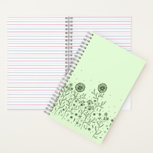 Carnet Fleurs dansantes sur un pré, vert clair (À l'intérieur)