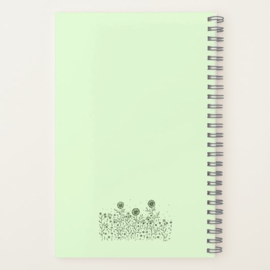 Carnet Fleurs dansantes sur un pré, vert clair (Verso)