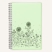 Carnet Fleurs dansantes sur un pré, vert clair (Recto)