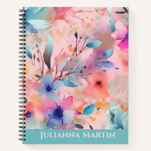 Carnet Fleurs d'aquarelle Abstraites personnalisées (Devant)