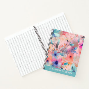 Carnet Fleurs d'aquarelle Abstraites personnalisées