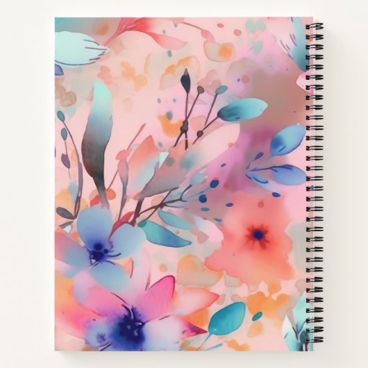 Carnet Fleurs d'aquarelle Abstraites personnalisées (Dos)