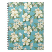 Carnet Fleurs d'aquarelle blanche Feuilles verts (Devant)