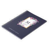 Carnet Fleurs d'aquarelle bleu nuit, or et rose (Côté gauche)