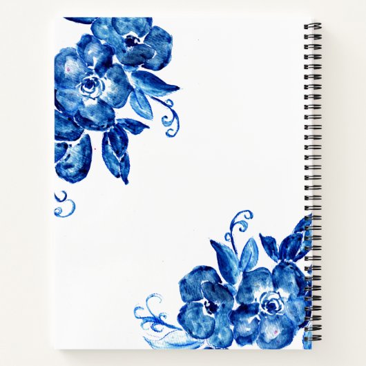 Carnet Fleurs d'aquarelle bleue (Dos)