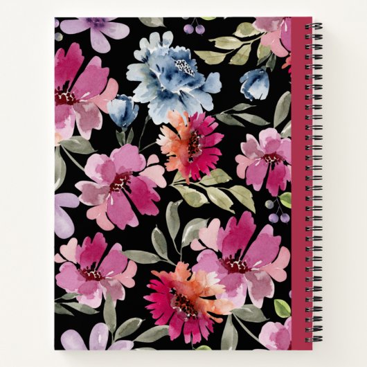 Carnet Fleurs d'aquarelle Composition spirale (Dos)