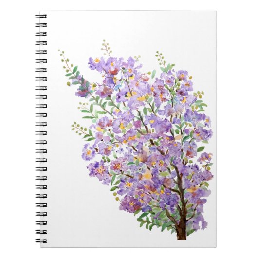 Carnet fleurs d'aquarelle de myrte violette (Devant)
