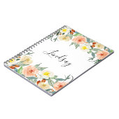 Carnet Fleurs d'aquarelle de pêche de la fille Monogrammé (Côté gauche)