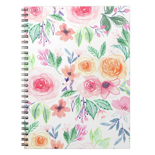 Carnet Fleurs d'aquarelle et feuilles (Devant)