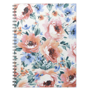 Carnet Fleurs d'aquarelle, illustration motif transparent