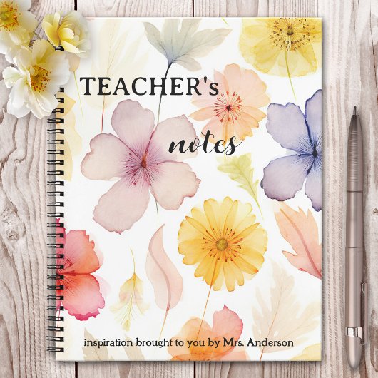Carnet Fleurs d'aquarelle Inspiration de l'enseignant