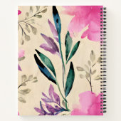 Carnet Fleurs d'aquarelle personnalisées rose pourpre mod (Dos)