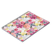 Carnet Fleurs d'aquarelle rose et rouge. (Côté gauche)