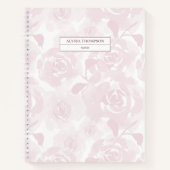 Carnet Fleurs d'aquarelle rose pâle Perdues Personnalisée (Devant)