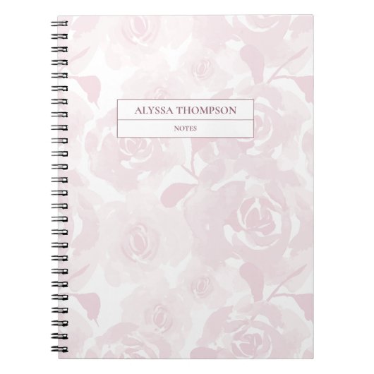 Carnet Fleurs d'aquarelle rose pâle Perdues Personnalisée (Devant)
