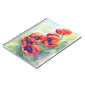 Carnet Fleurs d'aquarelle rouge pavot illustration fleurs (Côté gauche)