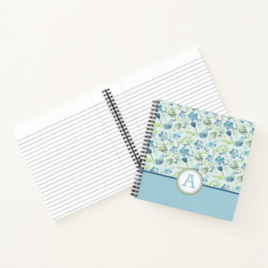 Carnet Fleurs d'aquarelle vert Boho Monogrammé (Intérieur)