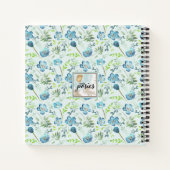 Carnet Fleurs d'aquarelle vert Boho Monogrammé (Dos)