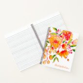 Carnet Fleurs d'aquarelle vintage en orange personnalisée (Intérieur)