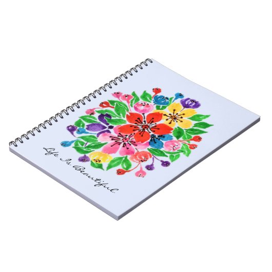 Carnet Fleurs d'arc-en-ciel d'aquarelle (Côté gauche)