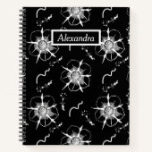 Carnet Fleurs d'art en ligne abstraites blanches sur fond (Devant)