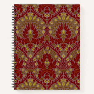 Carnet Fleurs d'Automne Vintage Rouge Or William Morris