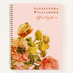 Carnet Fleurs de aquarelle personnalisées rétro drôles et