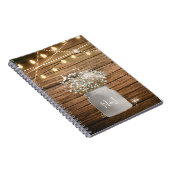 Carnet Fleurs de Baby's Breath dans un pot Mason rustique (Côté Droit)