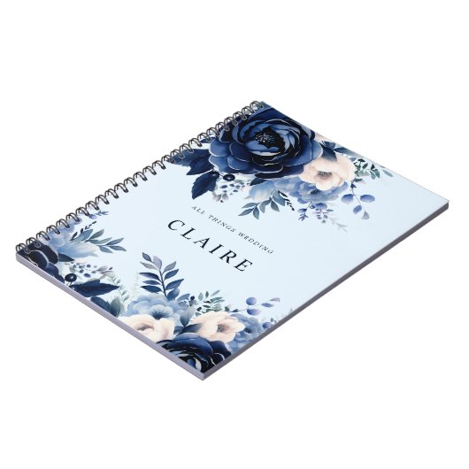 Carnet Fleurs de bleu Mariage bleu clair bleu (Côté gauche)