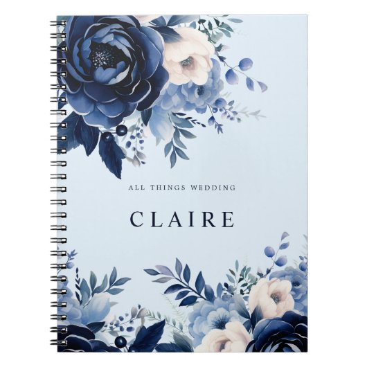 Carnet Fleurs de bleu Mariage bleu clair bleu (Devant)