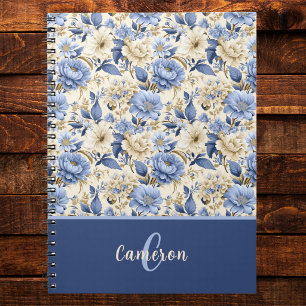Carnet Fleurs de campagne françaises bleues pivoines rose